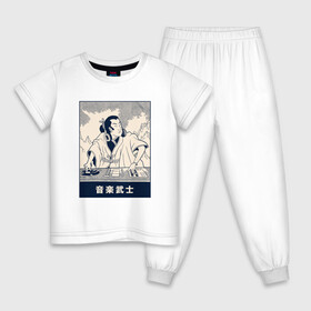 Детская пижама хлопок с принтом Самурай Диджей в Кировске, 100% хлопок |  брюки и футболка прямого кроя, без карманов, на брюках мягкая резинка на поясе и по низу штанин
 | art | cyberpunk samurai | dj | music | ninja | oni | ronin | samurai | shogun | арт | диск жокей | киберпанк самурай | мерч | мужик | мужчина | музыка | прикол | путь воина | путь война | ронин | сёгун | сепукку | токио | харакири