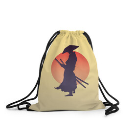 Рюкзак-мешок 3D с принтом Ронин в Кировске, 100% полиэстер | плотность ткани — 200 г/м2, размер — 35 х 45 см; лямки — толстые шнурки, застежка на шнуровке, без карманов и подкладки | bushido | japan | japanes | katana | ronin | samurai | sword | бусидо | воин | восходящее солнце | катана | кимоно | меч | мечник | рассвет | ронин | самурай | самурайский | силуэт | силуэт воина | солнце | якудза | японец