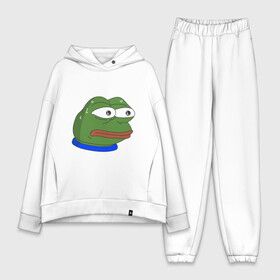 Женский костюм хлопок Oversize с принтом Pepe MonkaS в Кировске,  |  | monkas | pepe | испуг | лягушка | мем | пепе | эмоут