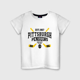 Детская футболка хлопок с принтом Питтсбург Пингвинз в Кировске, 100% хлопок | круглый вырез горловины, полуприлегающий силуэт, длина до линии бедер | hockey | nhl | penguins | pittsburg | pittsburgh | pittsburgh penguins | usa | нхл | пингвинз | питтсбург | питтсбург пингвинз | спорт | сша | хоккей | шайба