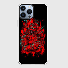 Чехол для iPhone 13 Pro Max с принтом Death Samurai в Кировске,  |  | Тематика изображения на принте: 2077 | art | blood | cyber | cyberpunk | dead | death | demon | japan | mask | ninja | oni | samurai | shadow | shogun | tokyo | warior | арт | воин | война | демон | катана | кибер | киберпанк | кровь | маска | мертвый | ниндзя | путь | самурай