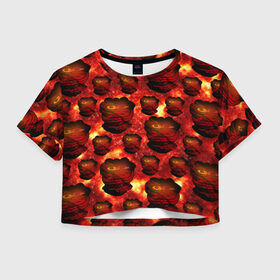 Женская футболка Crop-top 3D с принтом Lava Monster Лавовый Монстр в Кировске, 100% полиэстер | круглая горловина, длина футболки до линии талии, рукава с отворотами | lava | monster | pepe | лава | лавовый монстр | монстр | пепе