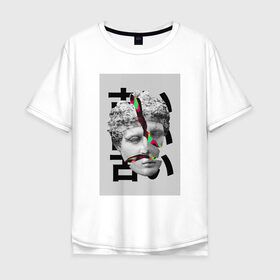 Мужская футболка хлопок Oversize с принтом Гипсовая голова в Кировске, 100% хлопок | свободный крой, круглый ворот, “спинка” длиннее передней части | 
