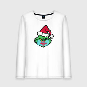 Женский лонгслив хлопок с принтом Covid Grinch в Кировске, 100% хлопок |  | 2020 | 2021 | christmas | grinch | new year | гринч | зима | новогодняя | новогодняя маска | новый год | рождество | снег