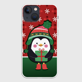 Чехол для iPhone 13 mini с принтом Пингвин. Новый год в Кировске,  |  | зима | новый год | паттерн | пингвин | подарок | праздник | снежинки