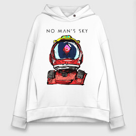 Женское худи Oversize хлопок с принтом NO MANS SKY в Кировске, френч-терри — 70% хлопок, 30% полиэстер. Мягкий теплый начес внутри —100% хлопок | боковые карманы, эластичные манжеты и нижняя кромка, капюшон на магнитной кнопке | action | hello games | next. | no man s sky | no man sky | space | выживание | космос