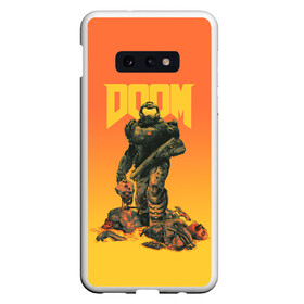 Чехол для Samsung S10E с принтом Doom в Кировске, Силикон | Область печати: задняя сторона чехла, без боковых панелей | doom | doom eternal | fps | game | games | hell | shooter | shotgun | ад | дробовик | дум | думгай | игра | игры