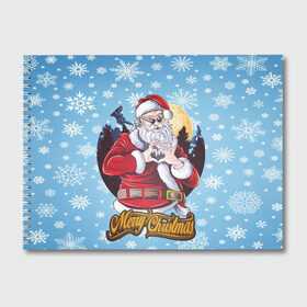 Альбом для рисования с принтом Santa Love в Кировске, 100% бумага
 | матовая бумага, плотность 200 мг. | new year | арт | графика | дед мороз | зима | новый год | рождество | санта