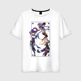 Женская футболка хлопок Oversize с принтом Genshin Impact Liza Mona Fisch в Кировске, 100% хлопок | свободный крой, круглый ворот, спущенный рукав, длина до линии бедер
 | 