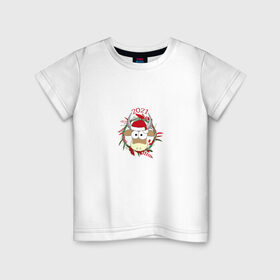 Детская футболка хлопок с принтом Новый год 2021 в Кировске, 100% хлопок | круглый вырез горловины, полуприлегающий силуэт, длина до линии бедер | happy new year | бык | бычок | животные | новый год 2021 | праздник | рождество