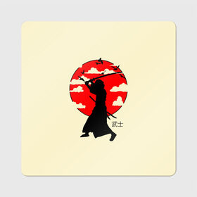 Магнит виниловый Квадрат с принтом Japan samurai в Кировске, полимерный материал с магнитным слоем | размер 9*9 см, закругленные углы | Тематика изображения на принте: boy | japan style | japanese aesthetics | ninja | samurai | воин | иероглифы | катана | красная луна | меч | ниндзя | рыцарь | самурай | солдат | харакири | черный самурай | япония | японская анимация | японская эстетика
