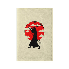 Обложка для паспорта матовая кожа с принтом Japan samurai в Кировске, натуральная матовая кожа | размер 19,3 х 13,7 см; прозрачные пластиковые крепления | Тематика изображения на принте: boy | japan style | japanese aesthetics | ninja | samurai | воин | иероглифы | катана | красная луна | меч | ниндзя | рыцарь | самурай | солдат | харакири | черный самурай | япония | японская анимация | японская эстетика