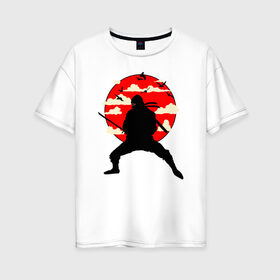 Женская футболка хлопок Oversize с принтом Самурай ниндзя в Кировске, 100% хлопок | свободный крой, круглый ворот, спущенный рукав, длина до линии бедер
 | 