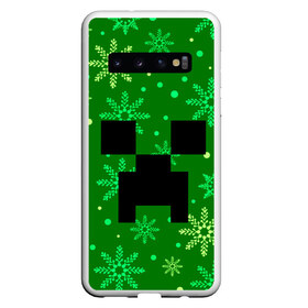 Чехол для Samsung Galaxy S10 с принтом ЗИМНИЙ MINECRAFT в Кировске, Силикон | Область печати: задняя сторона чехла, без боковых панелей | christmas | creeper | game | minecraft | new year | snow | winter | зима | крипер | майнкрафт | мороз | новый год | рождество | снег | снежинки