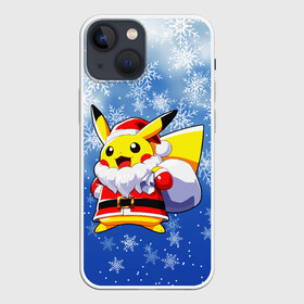 Чехол для iPhone 13 mini с принтом НОВОГОДНИЙ ПИКАЧУ в Кировске,  |  | 2021 | merry christmas | new year | pikachu. | зима | новый год | пикачу | покемоны | праздник | снег | счастливого рождества