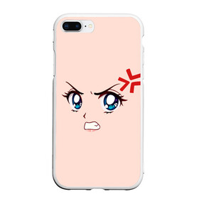 Чехол для iPhone 7Plus/8 Plus матовый с принтом Angry anime girl в Кировске, Силикон | Область печати: задняя сторона чехла, без боковых панелей | angry | anime | art | big | eyes | face | girl | kawaii | manga | style | аниме | арт | взгляд | глаза | девушка | злой | кавай | лицо | манга