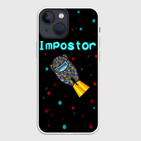 Чехол для iPhone 13 mini с принтом Impostor в Кировске,  |  | 2021 | among us | impostor | space mafia | sus.puffballs united | амонг ас | амонг единорог | в космосе | импостор | инопланетяне | инопланетянин | надпись | новогодний амонг ас | ракета | с новым годом | самозванец | среди нас