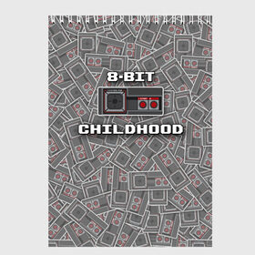 Скетчбук с принтом 8-bit childhood в Кировске, 100% бумага
 | 48 листов, плотность листов — 100 г/м2, плотность картонной обложки — 250 г/м2. Листы скреплены сверху удобной пружинной спиралью | 8 bit | 8 бит | sega | sega master system | джойстик | сега