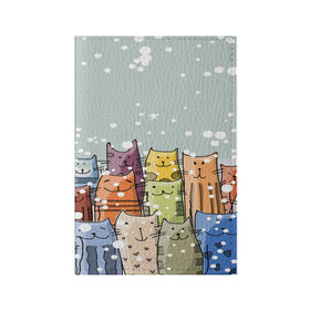 Обложка для паспорта матовая кожа с принтом Котики в Кировске, натуральная матовая кожа | размер 19,3 х 13,7 см; прозрачные пластиковые крепления | 2020 | background | holiday | new year | rat | гирлянда | елка | елочки | зима | новый год | праздник | рождество | синий | снег | снежинки | текстура | фон