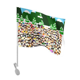 Флаг для автомобиля с принтом Южный Парк / South Park . в Кировске, 100% полиэстер | Размер: 30*21 см | south park | ubisoft | woodland critter christmas | кенни | мультсериал | стэн | южный парк