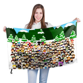 Флаг 3D с принтом Южный Парк / South Park . в Кировске, 100% полиэстер | плотность ткани — 95 г/м2, размер — 67 х 109 см. Принт наносится с одной стороны | south park | ubisoft | woodland critter christmas | кенни | мультсериал | стэн | южный парк