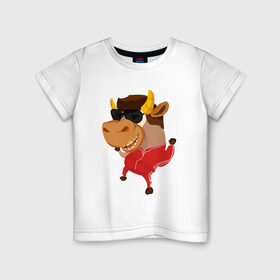 Детская футболка хлопок с принтом Бычара 2021 в Кировске, 100% хлопок | круглый вырез горловины, полуприлегающий силуэт, длина до линии бедер | 