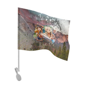 Флаг для автомобиля с принтом Доктор Стоун в Кировске, 100% полиэстер | Размер: 30*21 см | Тематика изображения на принте: dr. stone | ishigami | senkuu | доктор стоун | ишигами | сенку | сэнку исигами