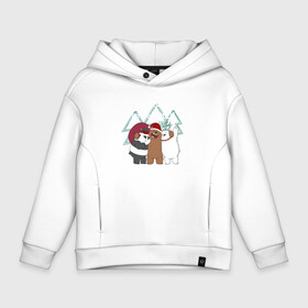 Детское худи Oversize хлопок с принтом We Bare Bears в Кировске, френч-терри — 70% хлопок, 30% полиэстер. Мягкий теплый начес внутри —100% хлопок | боковые карманы, эластичные манжеты и нижняя кромка, капюшон на магнитной кнопке | cartoon network | grizz | icebear | panda | vdkimel | we bare bears | белый | вся правда о медведях | гризли | панда