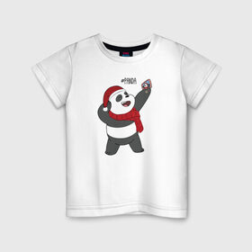 Детская футболка хлопок с принтом Panda в Кировске, 100% хлопок | круглый вырез горловины, полуприлегающий силуэт, длина до линии бедер | cartoon network | panda | vdkimel | we bare bears | вся правда о медведях | панда
