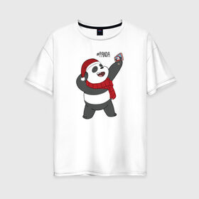 Женская футболка хлопок Oversize с принтом Panda в Кировске, 100% хлопок | свободный крой, круглый ворот, спущенный рукав, длина до линии бедер
 | cartoon network | panda | vdkimel | we bare bears | вся правда о медведях | панда