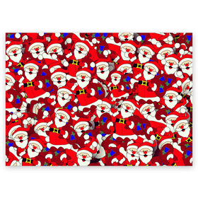 Поздравительная открытка с принтом Дед Санта в Кировске, 100% бумага | плотность бумаги 280 г/м2, матовая, на обратной стороне линовка и место для марки
 | 2021 | 2022 | new year | tiger | гирлянда | год тигра | дед мороз | елка | клаус | конфеты | нг | новый год | носок | подарок | рождество | с | санта | снег | снеговик | снежинка | шары