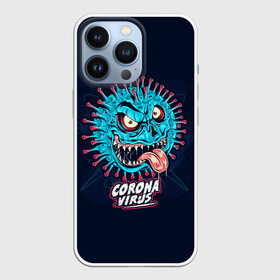 Чехол для iPhone 13 Pro с принтом CoronaMonster в Кировске,  |  | 19 | corona | covid | horror | monster | virus | арт | бактерия | вирус | злобная | ковид | корона | круто | микроб | монстер | прикольный | пятна | текст | ужас | ужасный | улыбка | хоррор | чудовище | язык