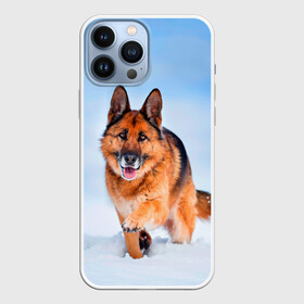 Чехол для iPhone 13 Pro Max с принтом Овчарка и снег в Кировске,  |  | Тематика изображения на принте: dog | животные | зима | овчарка | пес | природа | снег | собака | собаки | собакчка | собачки