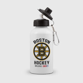 Бутылка спортивная с принтом BOSTON BRUINS NHL в Кировске, металл | емкость — 500 мл, в комплекте две пластиковые крышки и карабин для крепления | black | boston | bruins | hockey | ice | logo | nhl | sport | usa | бостон | брюинз | кубок | логотип | нхл | спорт | стэнли | хоккей