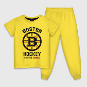 Детская пижама хлопок с принтом BOSTON BRUINS NHL в Кировске, 100% хлопок |  брюки и футболка прямого кроя, без карманов, на брюках мягкая резинка на поясе и по низу штанин
 | black | boston | bruins | hockey | ice | logo | nhl | sport | usa | бостон | брюинз | кубок | логотип | нхл | спорт | стэнли | хоккей