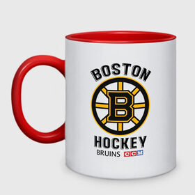 Кружка двухцветная с принтом BOSTON BRUINS NHL в Кировске, керамика | объем — 330 мл, диаметр — 80 мм. Цветная ручка и кайма сверху, в некоторых цветах — вся внутренняя часть | Тематика изображения на принте: black | boston | bruins | hockey | ice | logo | nhl | sport | usa | бостон | брюинз | кубок | логотип | нхл | спорт | стэнли | хоккей