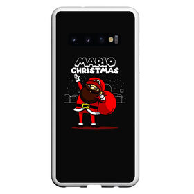 Чехол для Samsung Galaxy S10 с принтом Mario Christmas в Кировске, Силикон | Область печати: задняя сторона чехла, без боковых панелей | claus | happy new year | mario | merry christmas | santa | snowman | дед мороз | елка | клаус | марио | новый год | рождество | с новым годом | санта | снеговик