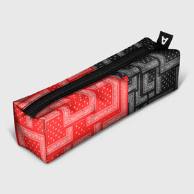 Пенал 3D с принтом 3D Бандана v red-black в Кировске, 100% полиэстер | плотная ткань, застежка на молнии | fashiom | fire | game | hip hop | rap | street style | top | игра | мода | огонь | рэп | топ | уличный стиль | хип хоп
