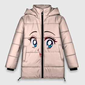 Женская зимняя куртка 3D с принтом Surprised anime face в Кировске, верх — 100% полиэстер; подкладка — 100% полиэстер; утеплитель — 100% полиэстер | длина ниже бедра, силуэт Оверсайз. Есть воротник-стойка, отстегивающийся капюшон и ветрозащитная планка. 

Боковые карманы с листочкой на кнопках и внутренний карман на молнии | 