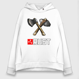 Женское худи Oversize хлопок с принтом RUST в Кировске, френч-терри — 70% хлопок, 30% полиэстер. Мягкий теплый начес внутри —100% хлопок | боковые карманы, эластичные манжеты и нижняя кромка, капюшон на магнитной кнопке | action | game | rust | zombie | апокалипсис. | выживание | зомби | игра | лес | радиация | раст