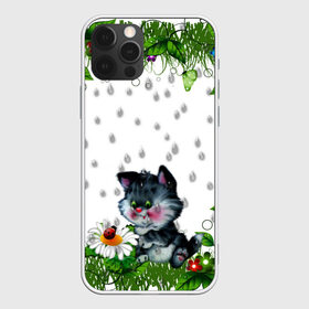 Чехол для iPhone 12 Pro Max с принтом котёнок в Кировске, Силикон |  | божья коровка | дождик | котёнок | цветы
