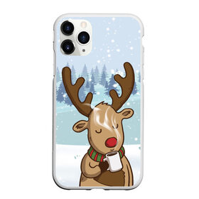 Чехол для iPhone 11 Pro Max матовый с принтом Олень с кружкой в Кировске, Силикон |  | Тематика изображения на принте: 2021 | new year | деда мороза | зима | к нам приходит | клауса | костюм | новогодний | новый год | праздник | пьёт | рождество | рудольф | санты | снег | снежинки | снежок | согреться | холодно | чай