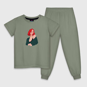 Детская пижама хлопок с принтом принт Алена Швец в Кировске, 100% хлопок |  брюки и футболка прямого кроя, без карманов, на брюках мягкая резинка на поясе и по низу штанин
 | алёнашвец | девушка | музыка | певица | фан арт | цифровой рисунок