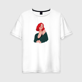 Женская футболка хлопок Oversize с принтом принт Алена Швец в Кировске, 100% хлопок | свободный крой, круглый ворот, спущенный рукав, длина до линии бедер
 | алёнашвец | девушка | музыка | певица | фан арт | цифровой рисунок