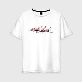 Женская футболка хлопок Oversize с принтом Вишня в Кировске, 100% хлопок | свободный крой, круглый ворот, спущенный рукав, длина до линии бедер
 | весна | веточка | вишни | картинки | популярные | прикольные | тренды | цвести | цветы