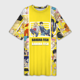 Платье-футболка 3D с принтом BANANA FISH в Кировске,  |  | banana fish | аниме | банановая рыба | эйджи окумуры | эш линкс