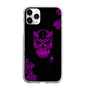 Чехол для iPhone 11 Pro Max матовый с принтом Demonic skull в Кировске, Силикон |  | demon | evil | skull | готический | демон | дьявол | зло | монстр | паук | паутина | рога | скелет | цветы | череп