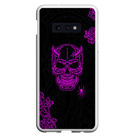 Чехол для Samsung S10E с принтом Demonic skull в Кировске, Силикон | Область печати: задняя сторона чехла, без боковых панелей | demon | evil | skull | готический | демон | дьявол | зло | монстр | паук | паутина | рога | скелет | цветы | череп