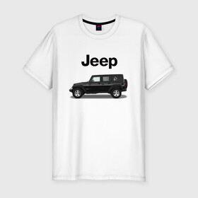 Мужская футболка хлопок Slim с принтом Jeep Wrangler в Кировске, 92% хлопок, 8% лайкра | приталенный силуэт, круглый вырез ворота, длина до линии бедра, короткий рукав | Тематика изображения на принте: america | avto | car | v8 | машина | скорость