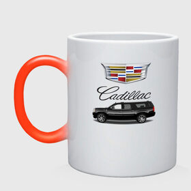 Кружка хамелеон с принтом Cadillac в Кировске, керамика | меняет цвет при нагревании, емкость 330 мл | america | avto | cadillac | car | v8 | машина | скорость